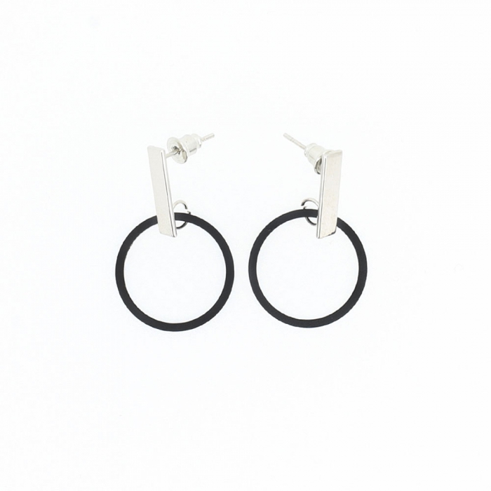 Black-Silver Hoops