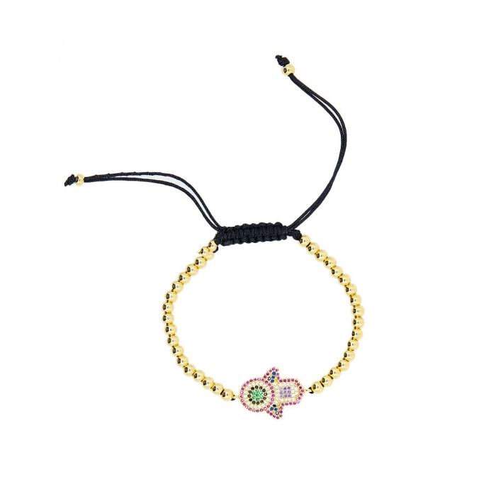 Circle Rainbow Hamsa Bracelet