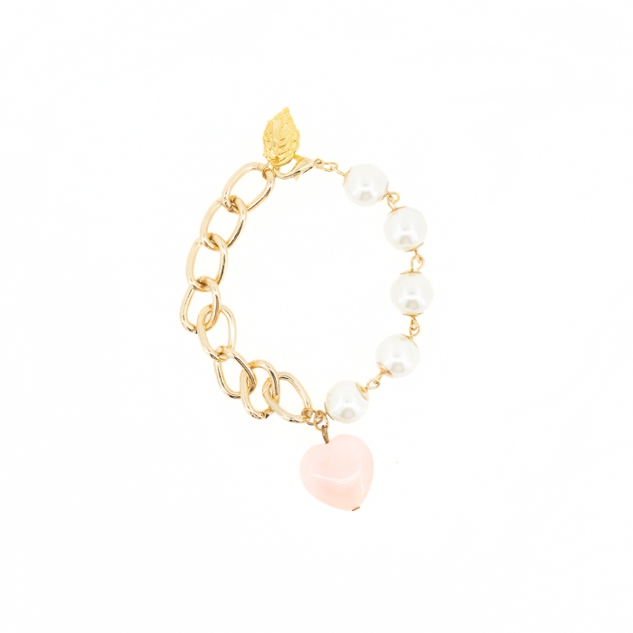 Gold-White Heart Bracelet