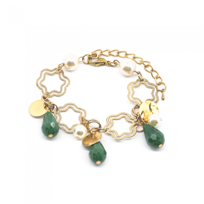 Green Drops & Stars Bracelet