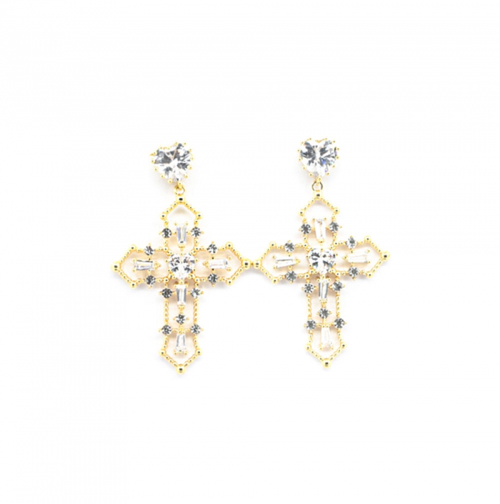 Gold Cross Earrings