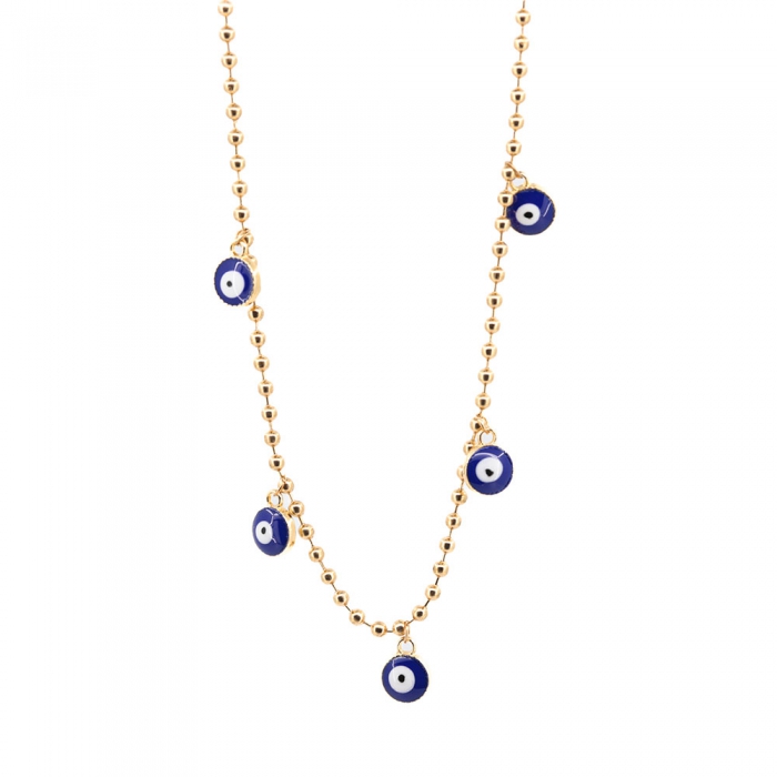 Circle Blue Turkish Eyes Necklace