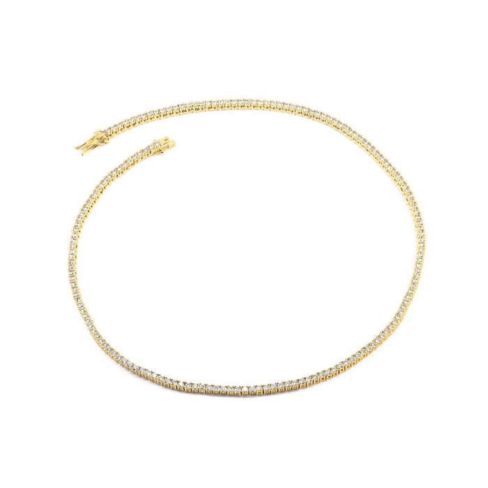 Zirconia Tennis Necklace - Gold 2mm 16