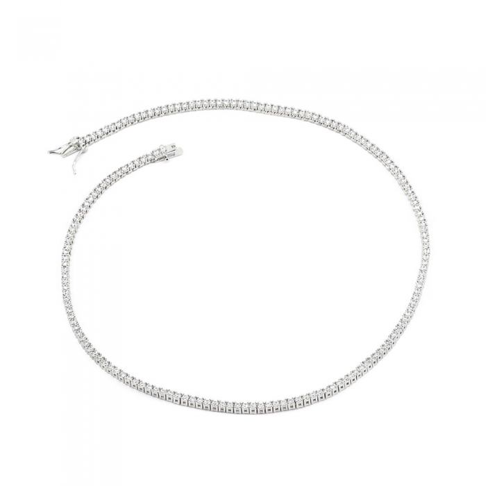 Ilu Joyeria Zirconia Tennis Necklace Silver 2mm 16”