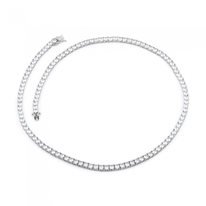 Zirconia Tennis Necklace - Silver 4mm 20”