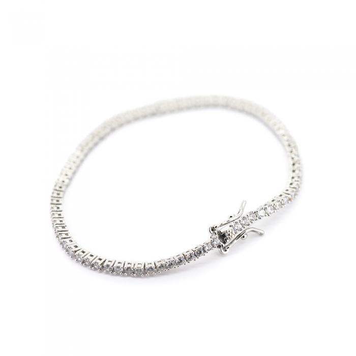 Zirconia Tennis Bracelet - Silver 2mm 7”