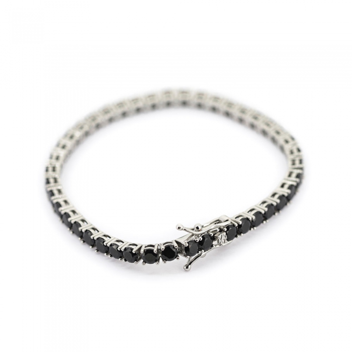 Black Zirconia Tennis Bracelet - Silver 4mm 7”