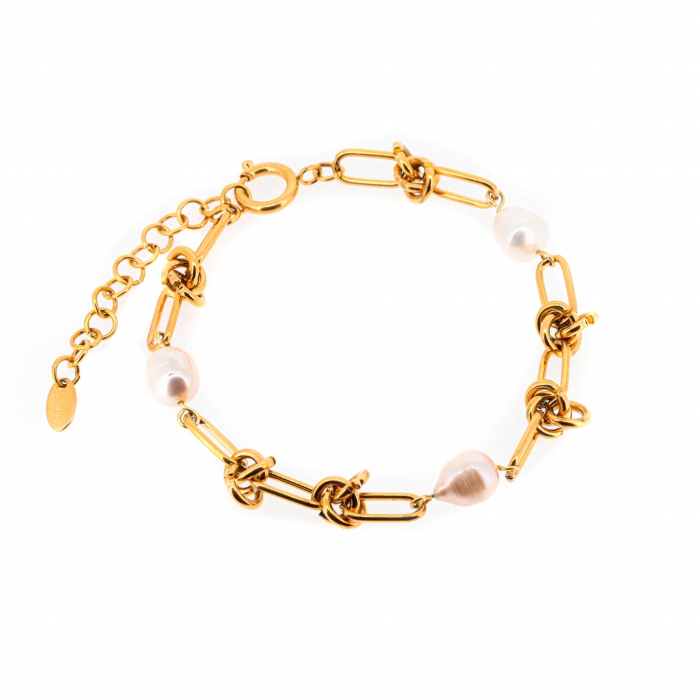 Gold Bracelet and white pearls