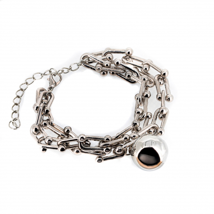 Silver Bracelet Double Chain Steel