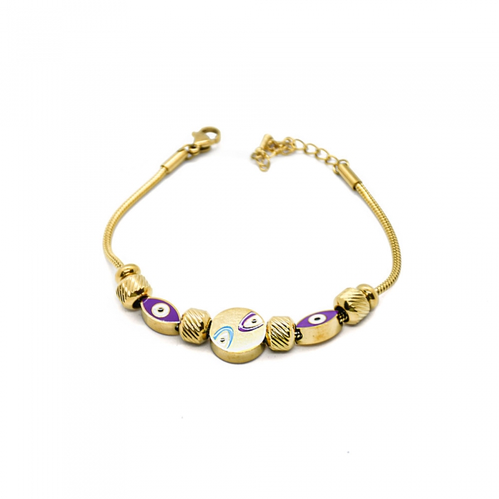 Gold Bracelet Turkish Eyes