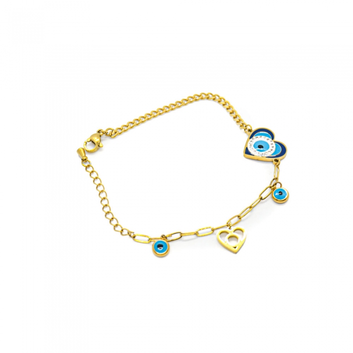 Gold Bracelet Blue Heart