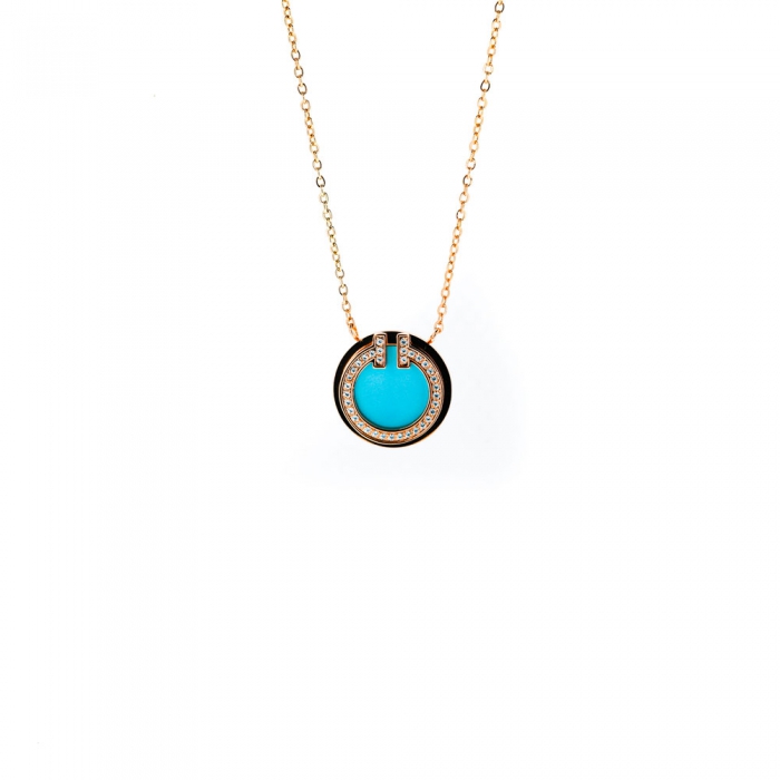 Zirconia Necklace Turquoise Center