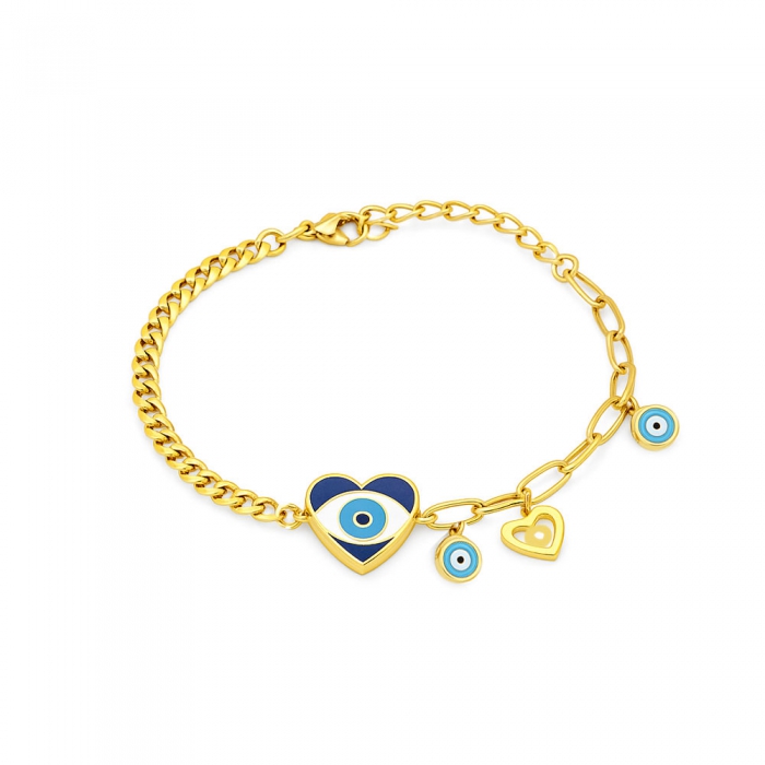 Gold Bracelet Blue Heart