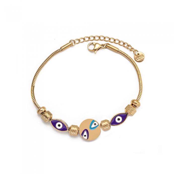 Gold Bracelet Turkish Eyes